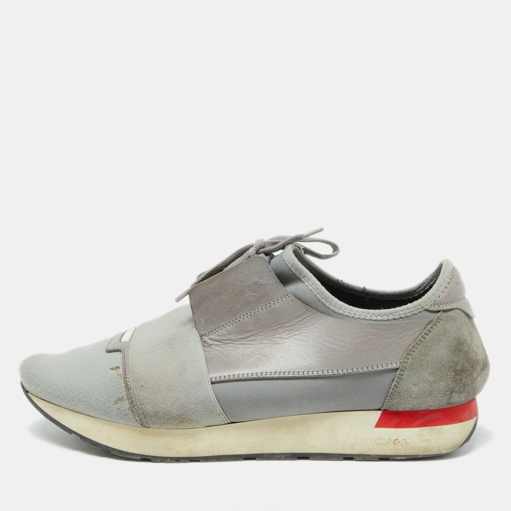 Balenciaga Grey Fabric and Leather Race Runner Sneakers Size 43 Balenciaga Grey Fabric and Leather Race Runner Sneakers Size 43