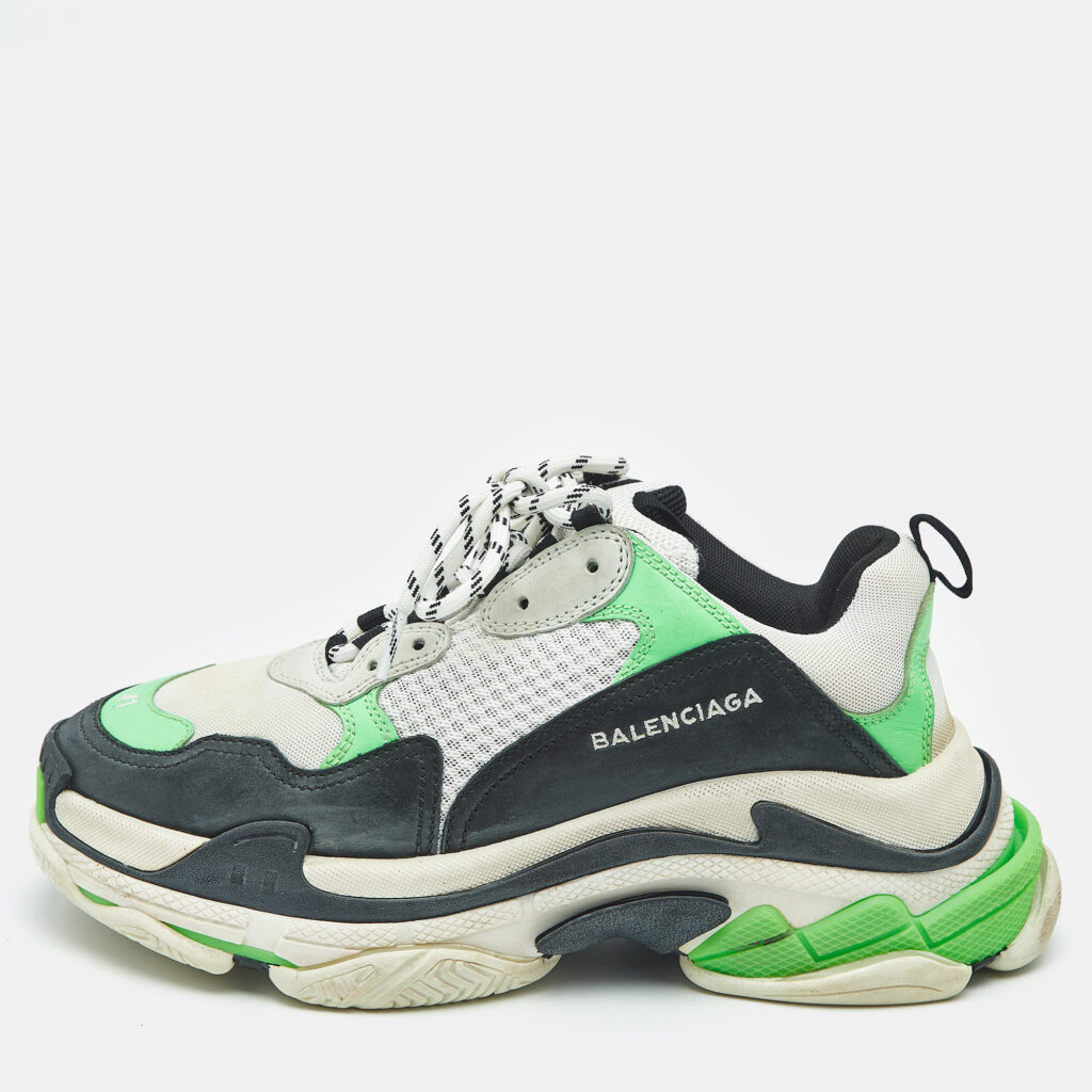 luxury-men-balenciaga-used-shoes-p1166782-007-1.jpg Balenciaga Multicolor Mesh and Nubuck Leather Triple S Clear Sole Low Top Sneakers Size 41