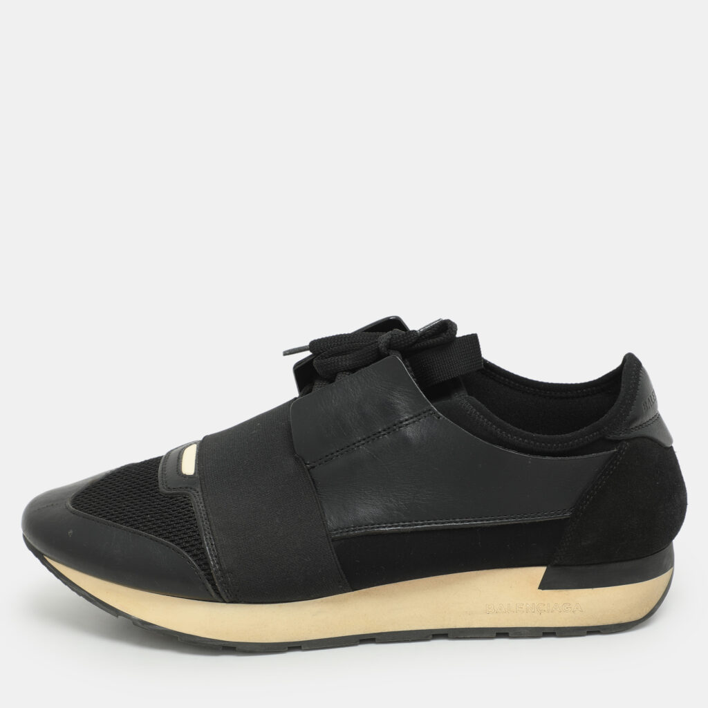 Balenciaga Black Leather and Mesh Race Runner Low Top Sneakers Size 41 Balenciaga Black Leather and Mesh Race Runner Low Top Sneakers Size 41