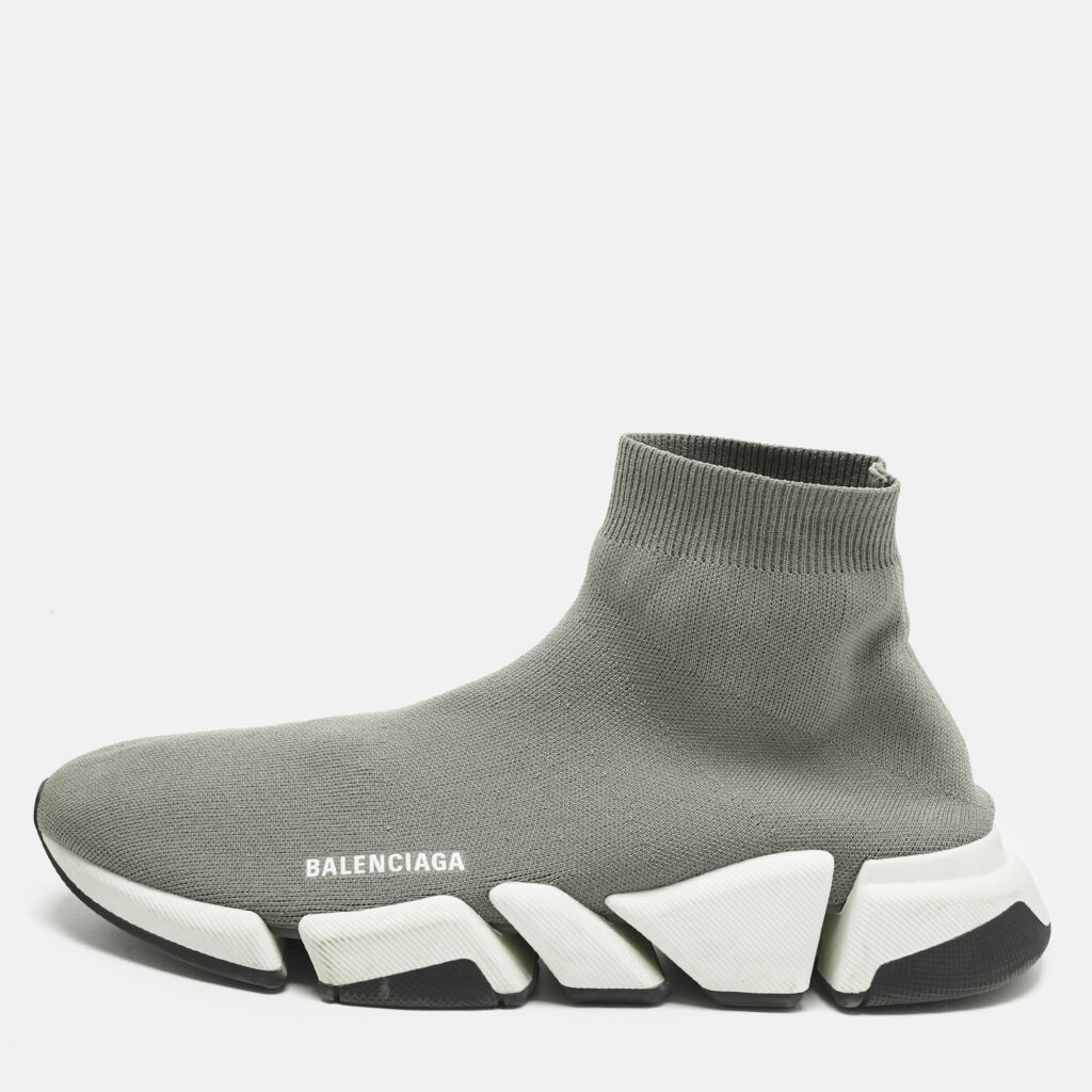 Balenciaga Grey Knit Fabric Speed Trainer High Slip On Sneakers Size 47 Balenciaga Grey Knit Fabric Speed Trainer High Slip On Sneakers Size 47