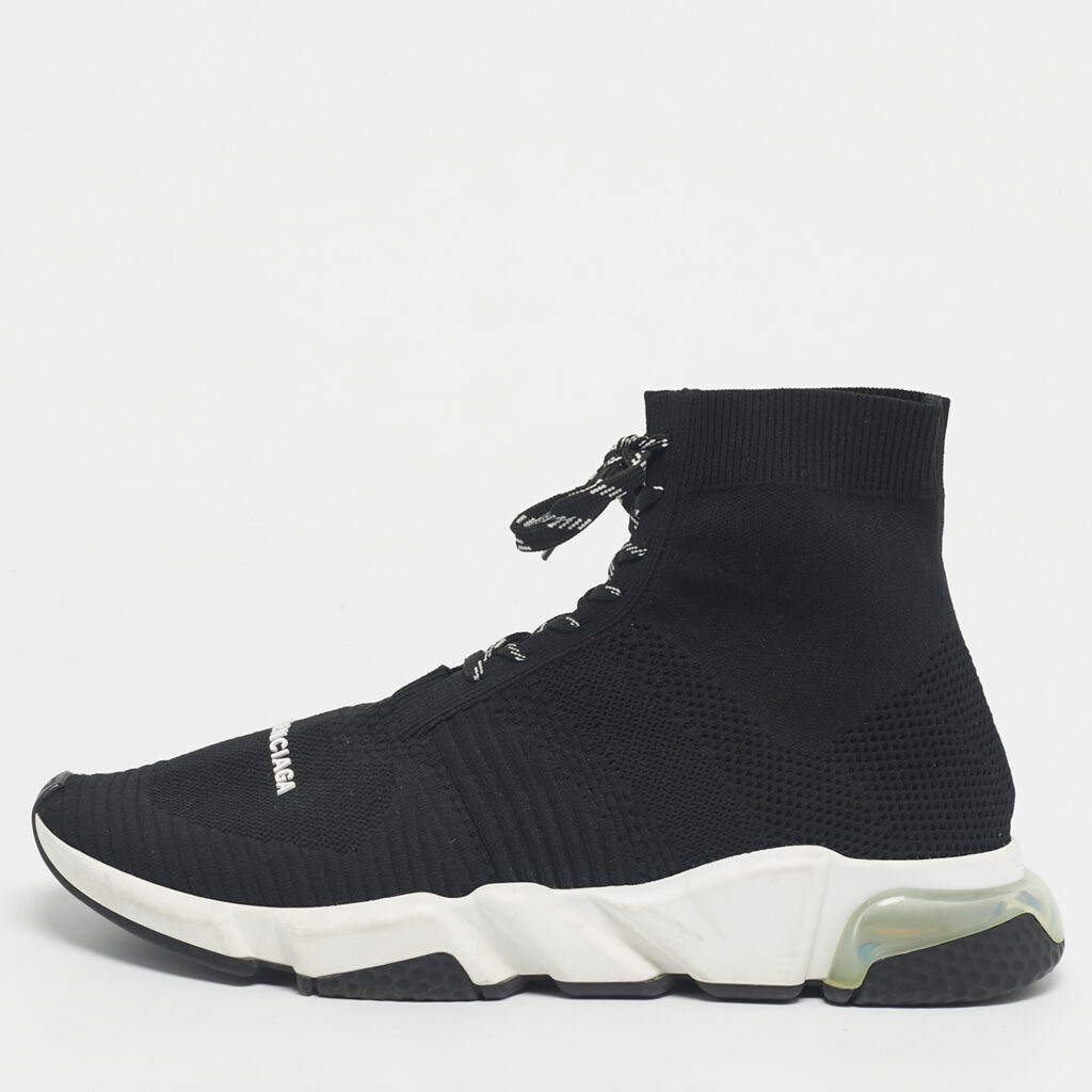 Balenciaga Black Knit Fabric Speed 2.0 Trainer High Lace Up Sneakers Size 47 Balenciaga Black Knit Fabric Speed 2.0 Trainer High Lace Up Sneakers Size 47