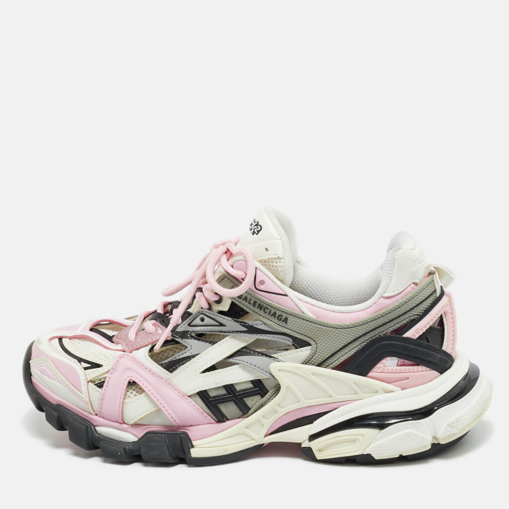 Balenciaga Tricolor Faux Leather and Mesh Track 2 Sneakers Size 40