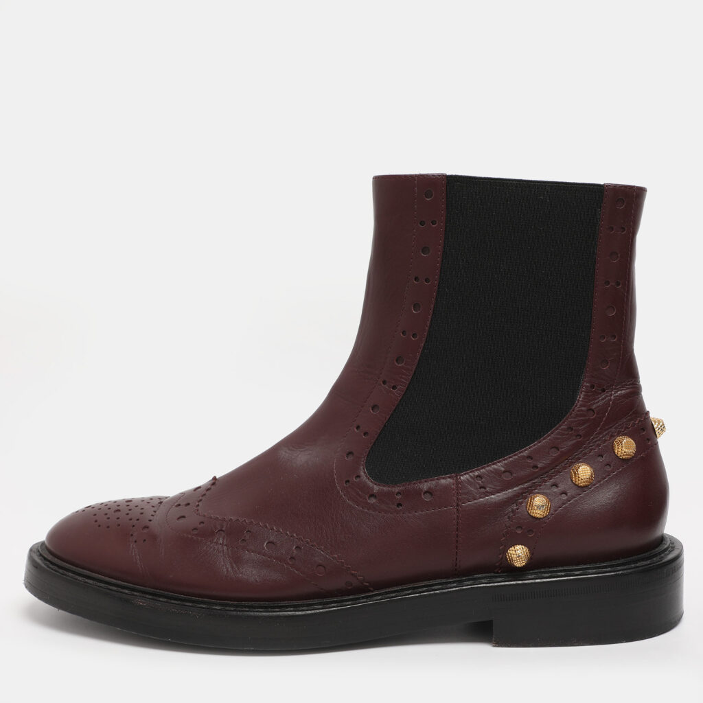 Balenciaga Burgundy Elastane and Leather Chelsea Boots Size 41.5 Balenciaga Burgundy Elastane and Leather Chelsea Boots Size 41.5