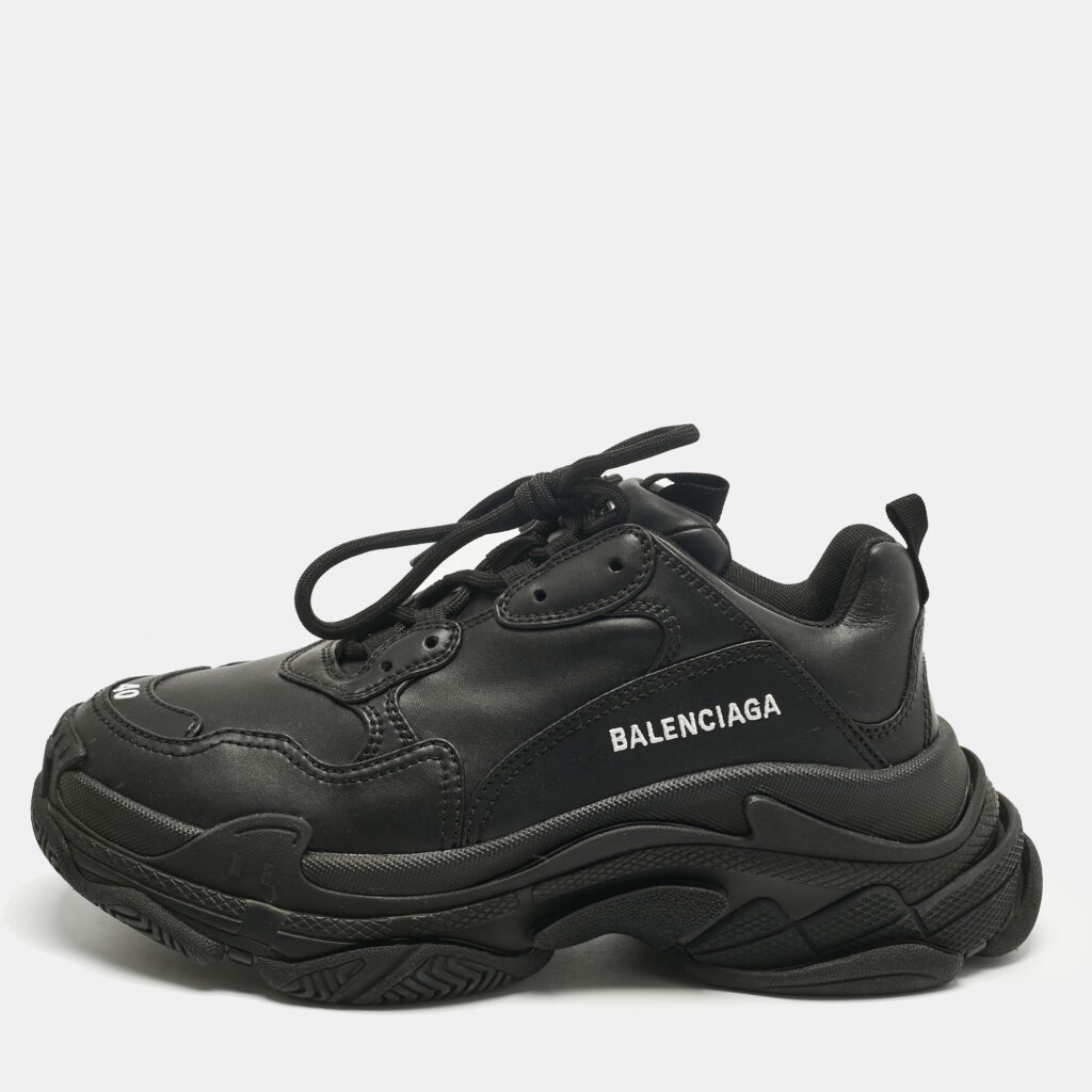 Balenciaga Navy Blue Faux Leather Triple S Clear Sole Sneakers Size 40 Balenciaga Navy Blue Faux Leather Triple S Clear Sole Sneakers Size 40