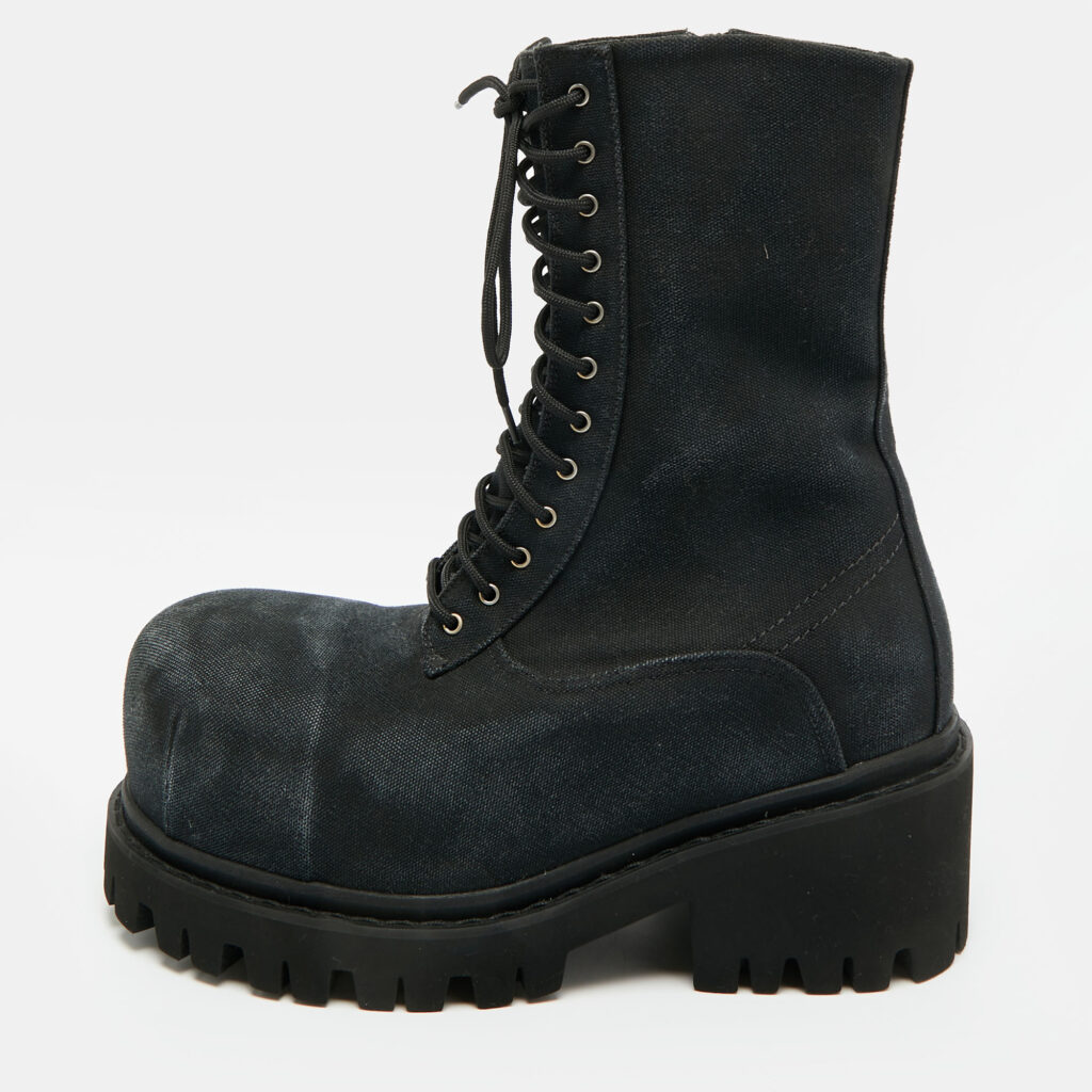 Balenciaga Stomper Size 41 Black Denim Combat Boots Balenciaga Stomper Size 41 Black Denim Combat Boots