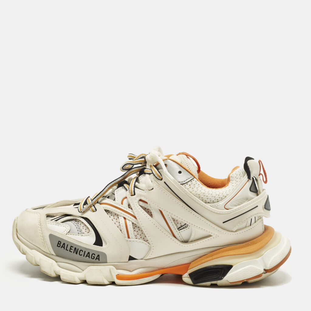 Balenciaga Track Size 40 White Mesh and Faux Leather Lace Up Sneakers