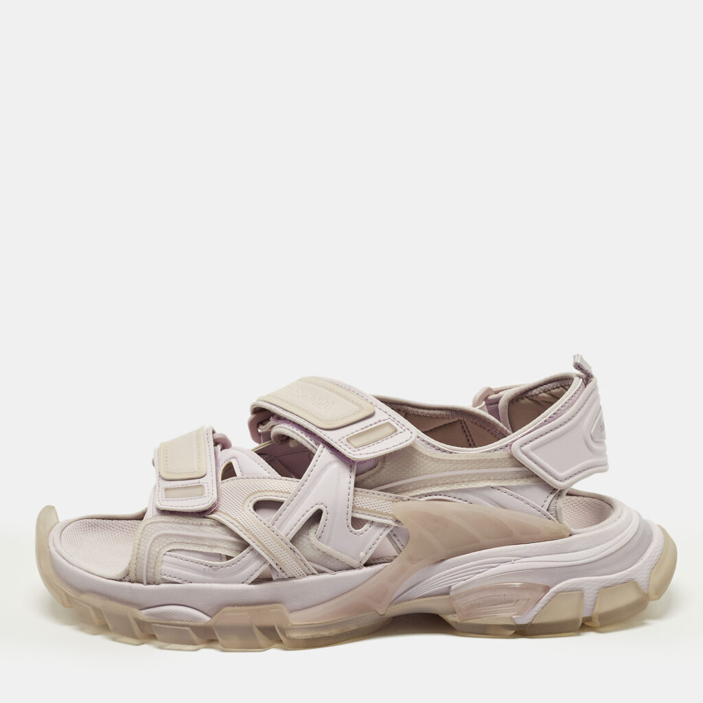 Balenciaga Track Size 42 Purple Faux Leather and Rubber Flat Sandals Balenciaga Track Size 42 Purple Faux Leather and Rubber Flat Sandals
