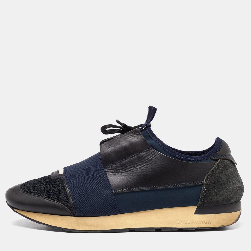 Balenciaga Blue Leather and Mesh Race Runner Sneakers Size 42 Balenciaga Blue Leather and Mesh Race Runner Sneakers Size 42