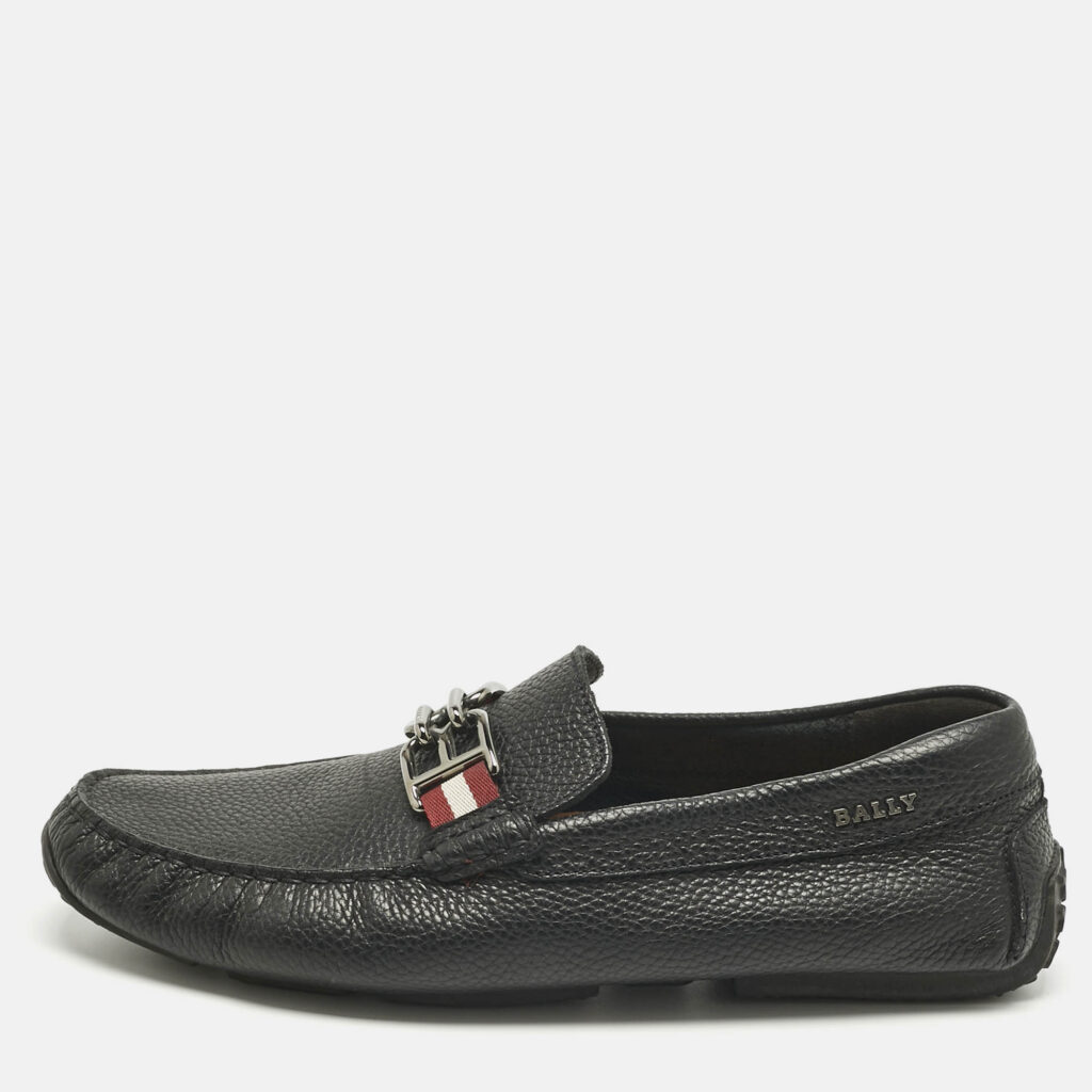 Bally Black Leather BB Horsebit Pebbled Driver Loafers Size 41.5 Bally Black Leather BB Horsebit Pebbled Driver Loafers Size 41.5