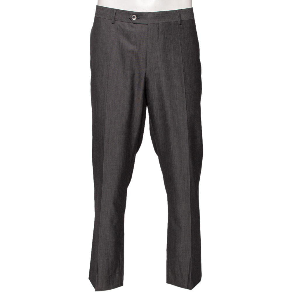 Balmain Grey Wool Super 130's Pants 4XL Balmain Grey Wool Super 130's Pants 4XL