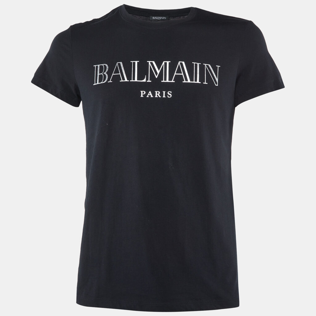 Balmain Black Logo printed Cotton Knit T-Shirt S Balmain Black Logo printed Cotton Knit T-Shirt S
