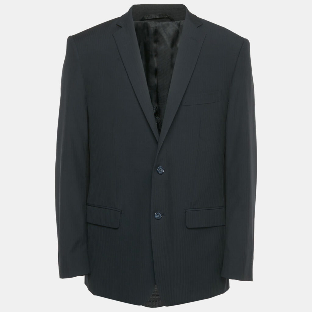 Balmain Navy Blue Striped Wool Single Breasted Slim Fit Blazer XXXL Balmain Navy Blue Striped Wool Single Breasted Slim Fit Blazer XXXL
