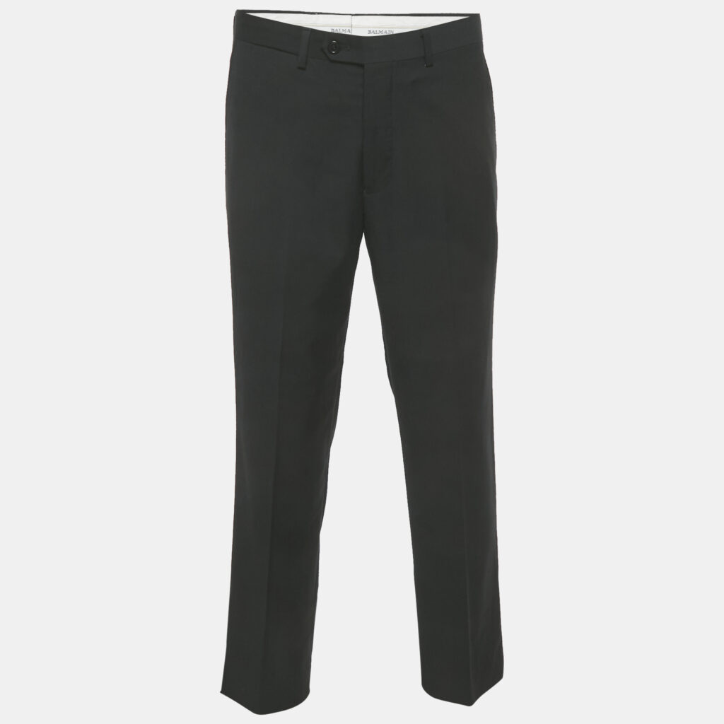 Balmain Black Cotton Formal Trousers M Balmain Black Cotton Formal Trousers M