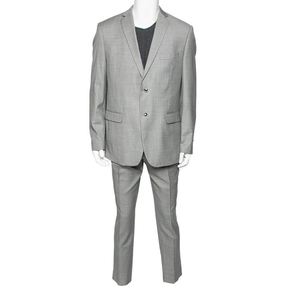 Balmain Vintage Grey Wool 7 Slim Fit Singe Breasted Suit XXXL
