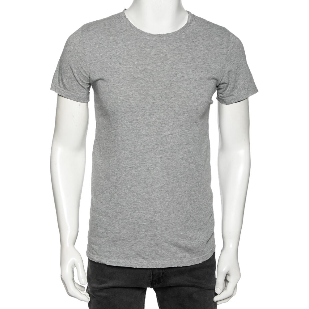 Balmain Grey Cotton Crew Neck Short Sleeve T-Shirt S Balmain Grey Cotton Crew Neck Short Sleeve T-Shirt S