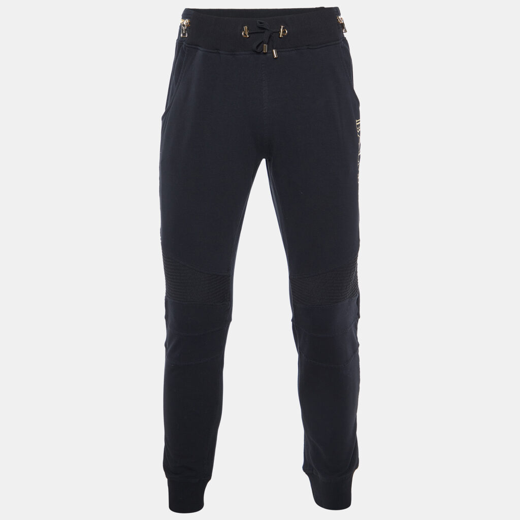 Balmain Black Logo Print Cotton Zip Detail Joggers 2XL Balmain Black Logo Print Cotton Zip Detail Joggers 2XL