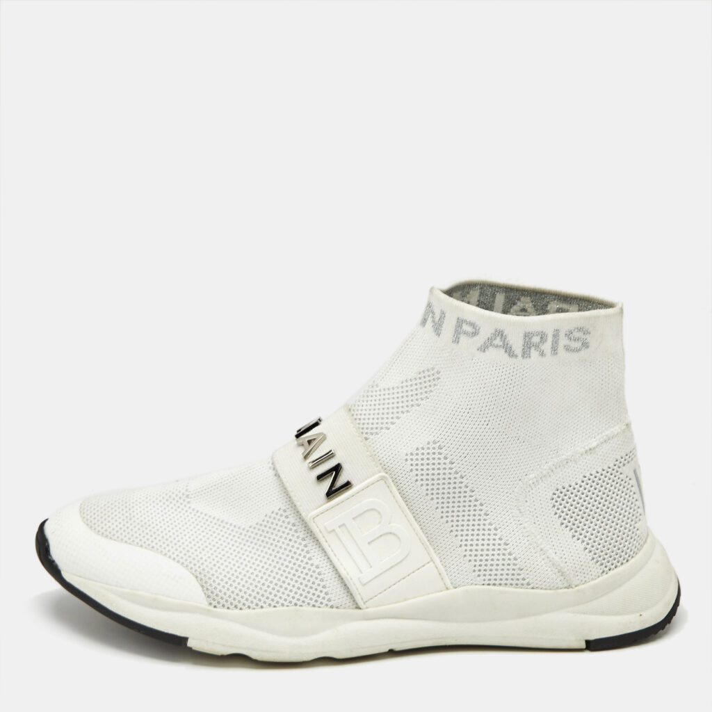Balmain White Knit Fabric Cameron Sock Sneakers Size 41 Balmain White Knit Fabric Cameron Sock Sneakers Size 41