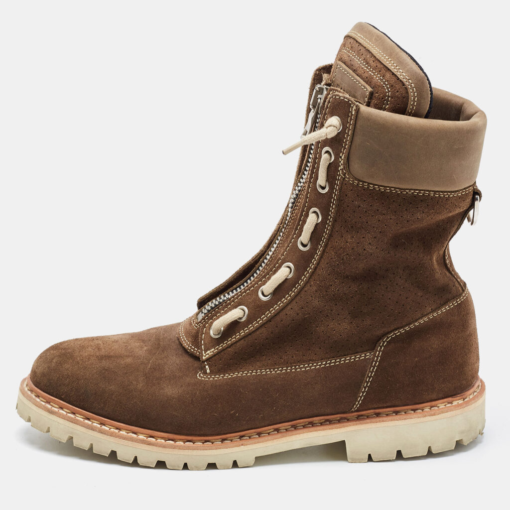 Balmain Green Suede Whipstitch Trim Combat Boots Size 43 Balmain Green Suede Whipstitch Trim Combat Boots Size 43