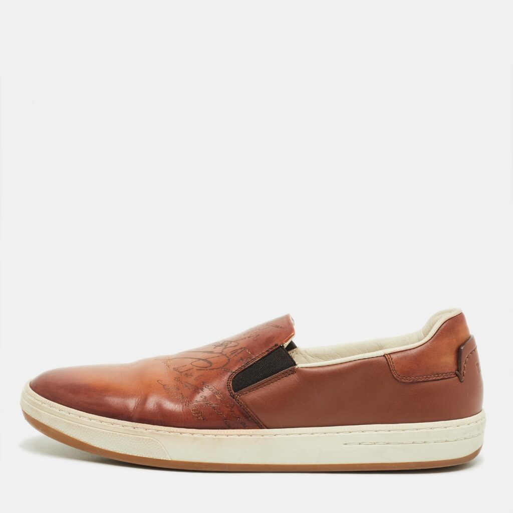Berluti Brown Leather Slip On Sneakers Size 42 Berluti Brown Leather Slip On Sneakers Size 42