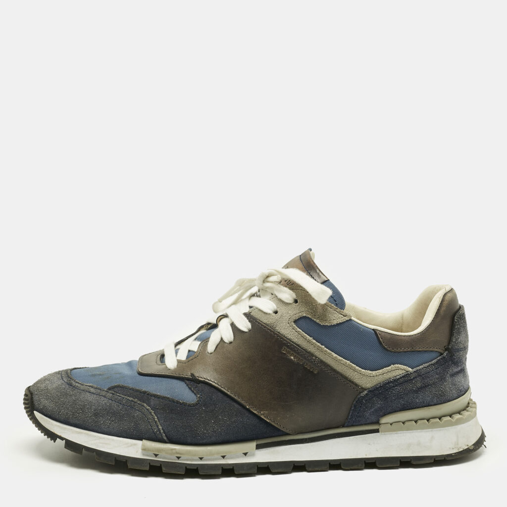 Berluti Navy Blue/Grey Leather and Suede Run Track Lace Up Sneakers Size 42 Berluti Navy Blue/Grey Leather and Suede Run Track Lace Up Sneakers Size 42