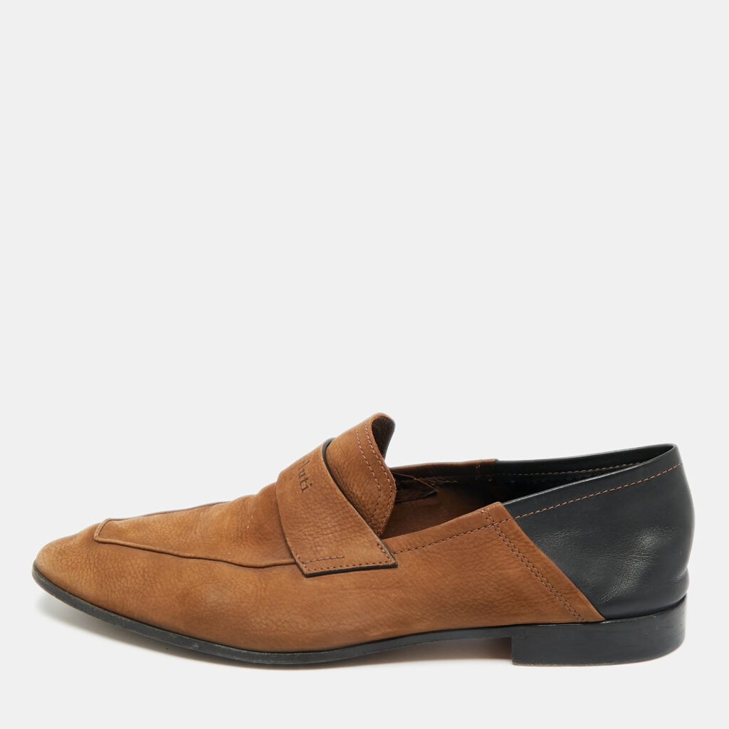 Berluti Brown/Black Leather and Nubuck Leather Penny Loafers Size 42 Berluti Brown/Black Leather and Nubuck Leather Penny Loafers Size 42