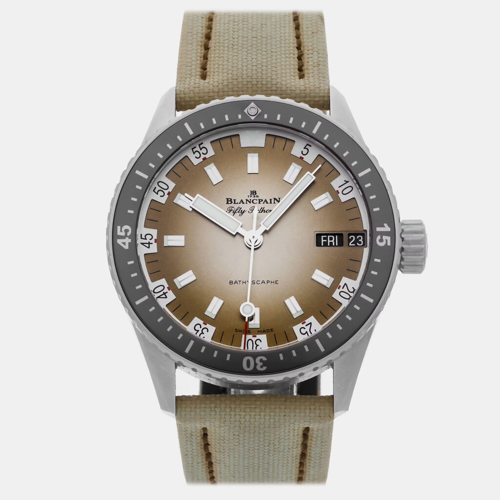 Pre-Owned Blancpain Fifty Fathoms Bathyscaphe Day Date Desert Edition 5052-1146-E52A 43 mm Pre-Owned Blancpain Fifty Fathoms Bathyscaphe Day Date Desert Edition 5052-1146-E52A 43 mm