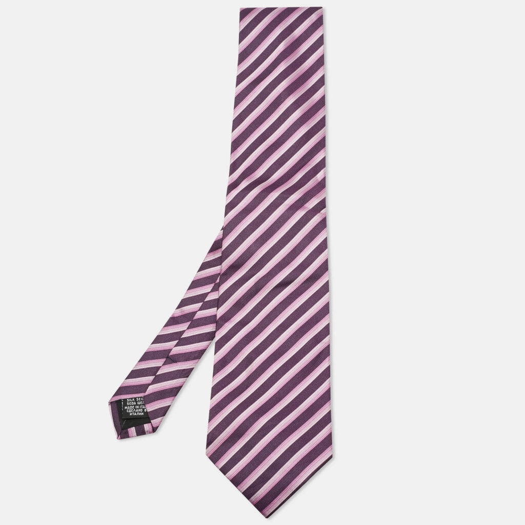 luxury-men-boss-by-hugo-boss-used-accessories-p1209465-002-1.jpg Boss By Hugo Boss Purple Diagonal Stripe Jacquard Silk Tie