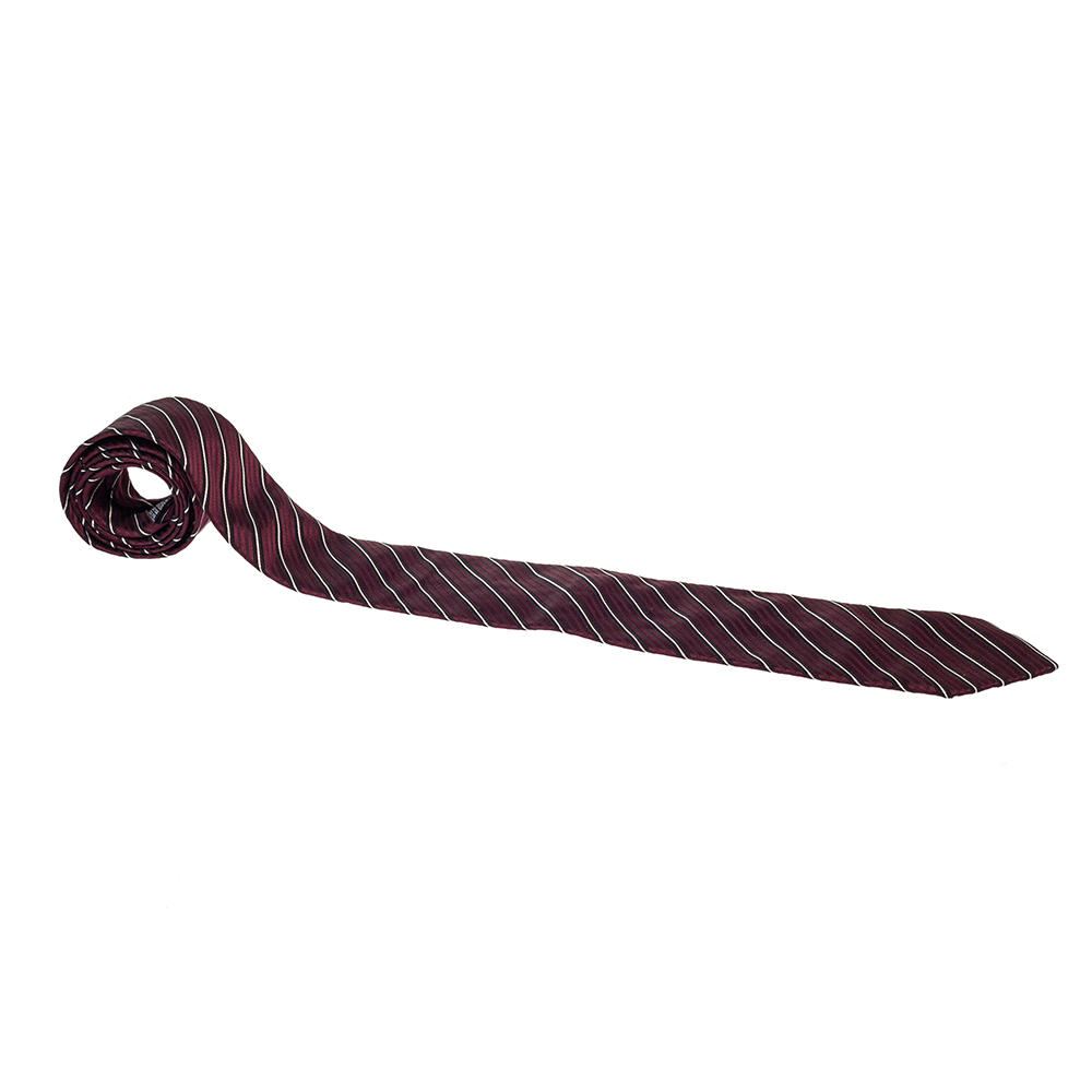 Boss By Hugo Boss Maroon Diagonal Striped Silk Tie Boss By Hugo Boss Maroon Diagonal Striped Silk Tie