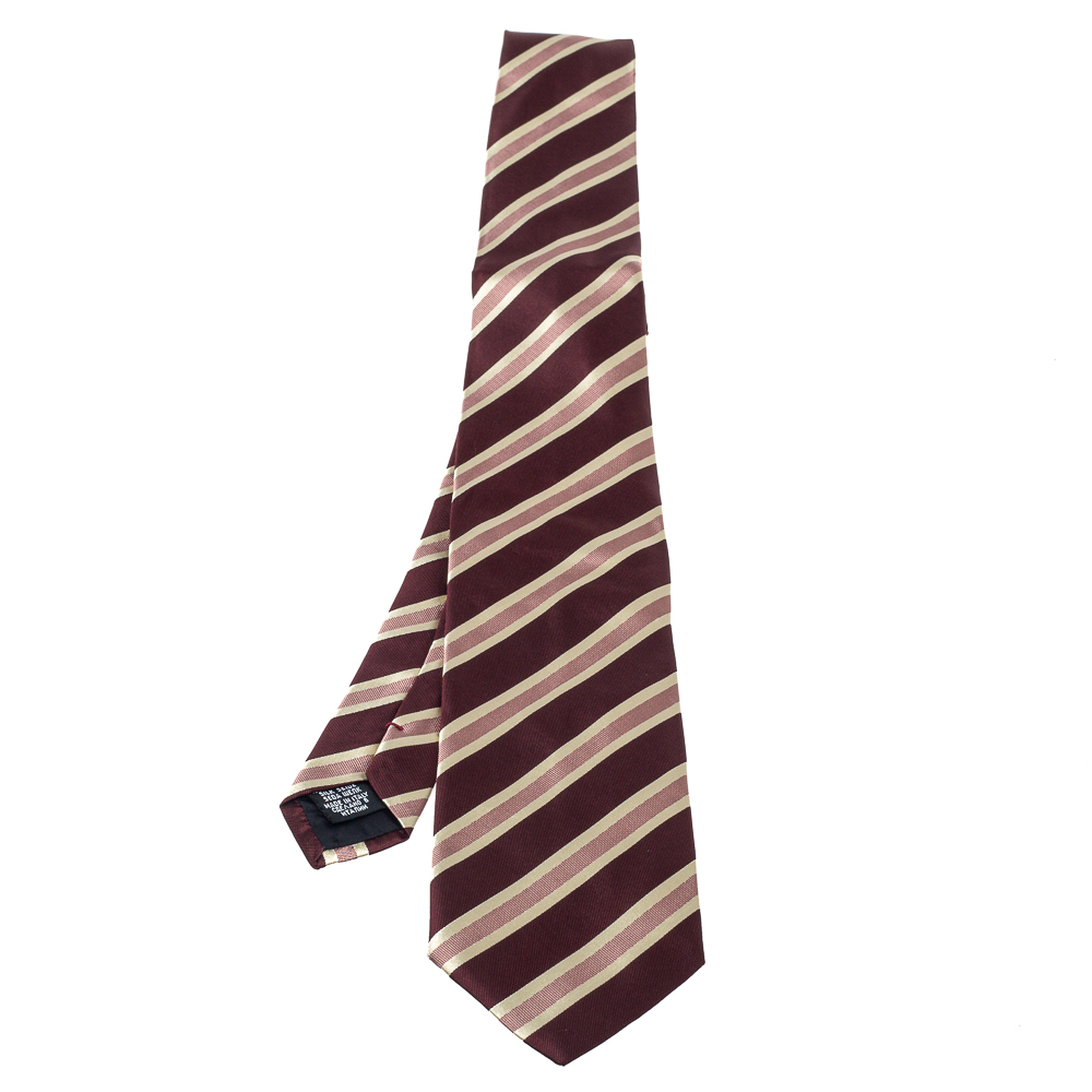 Boss By Hugo Boss Burgundy Striped Silk Tie Boss By Hugo Boss Burgundy Striped Silk Tie