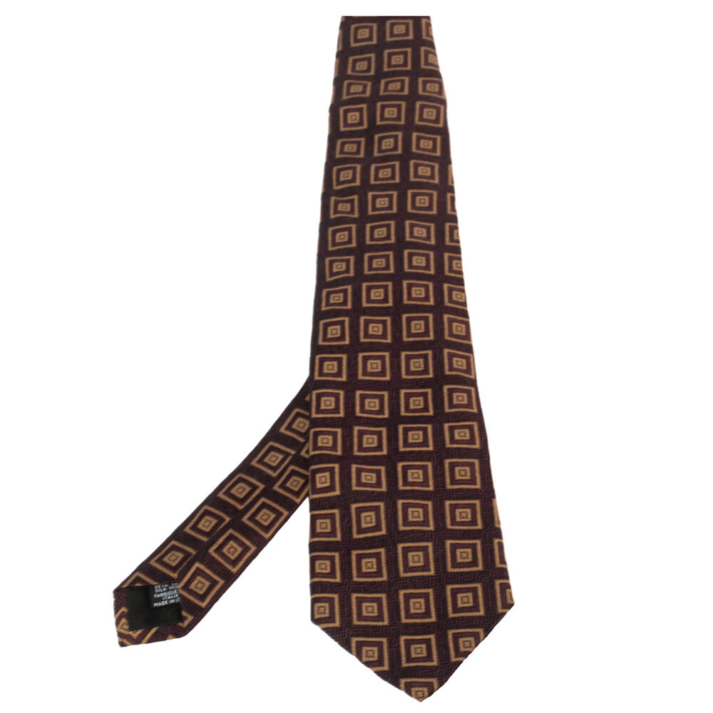 Boss By Hugo Boss Burgundy Square Patterned Silk Jacquard Traditional Tie Boss By Hugo Boss Burgundy Square Patterned Silk Jacquard Traditional Tie