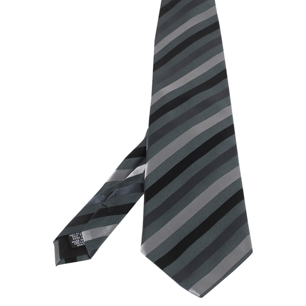 Boss By Hugo Boss Dark Grey Diagonal Striped Silk Tie Boss By Hugo Boss Dark Grey Diagonal Striped Silk Tie