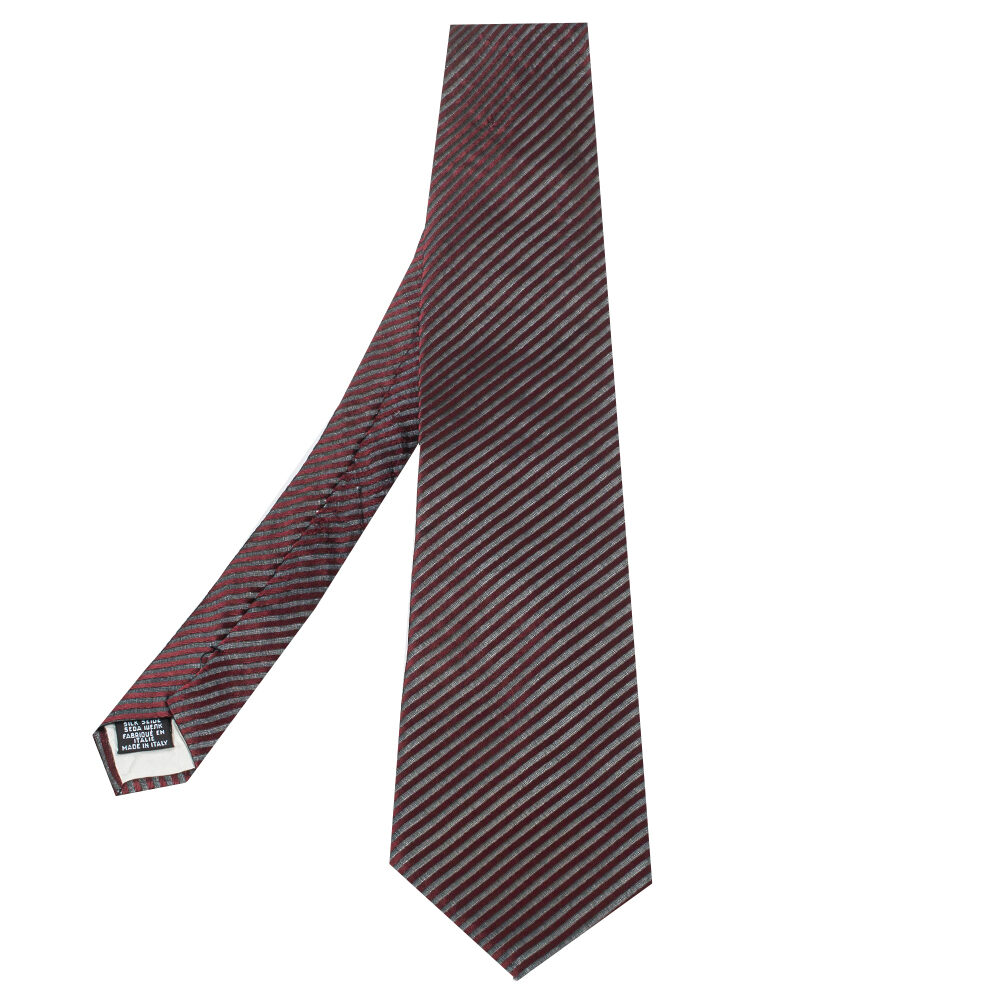 Boss By Hugo Boss Burgundy Striped Silk Jacquard Tie Boss By Hugo Boss Burgundy Striped Silk Jacquard Tie