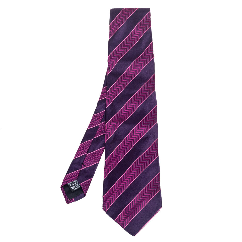 Boss By Hugo Boss Purple Striped Silk Tie Boss By Hugo Boss Purple Striped Silk Tie