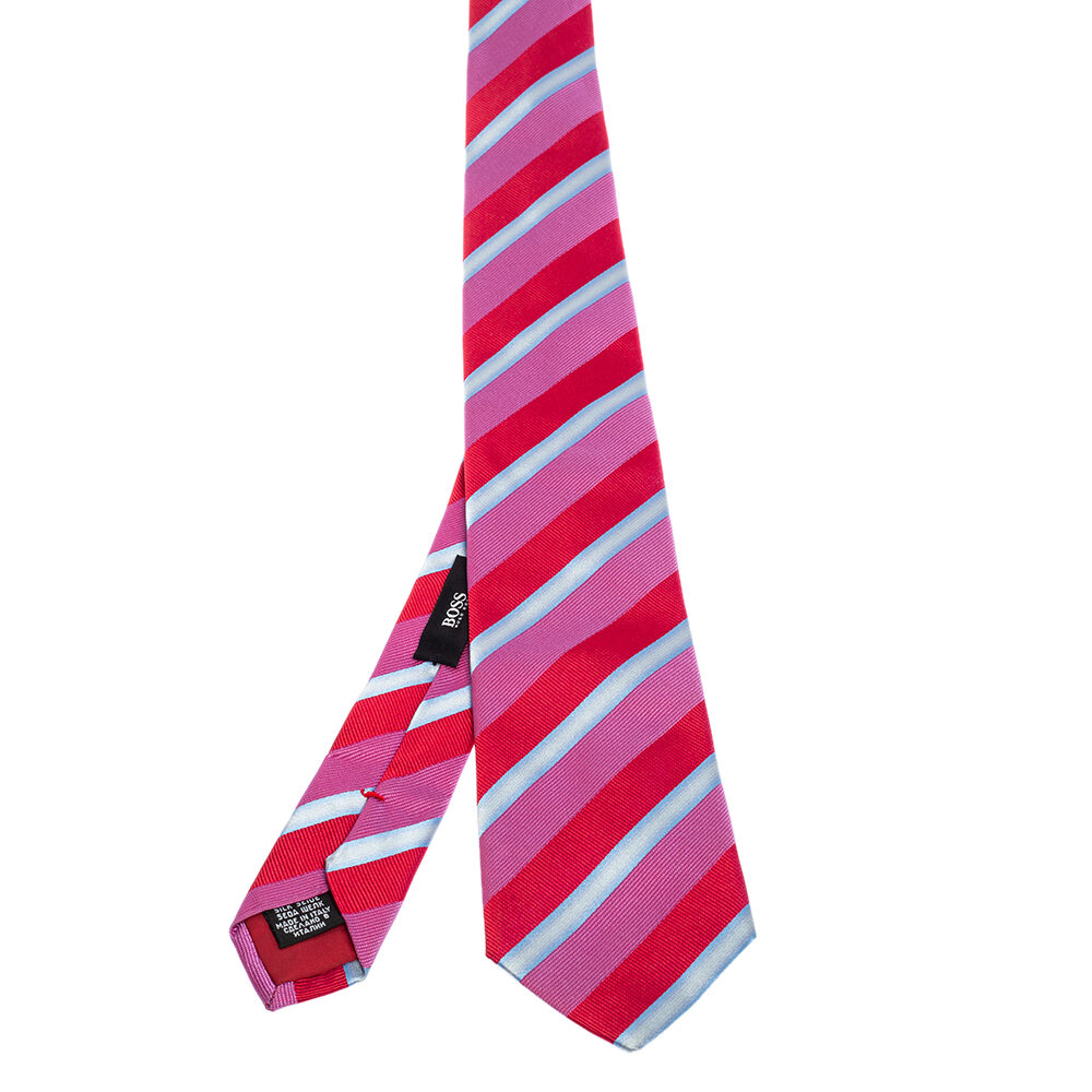 Boss By Hugo Boss Multicolor Striped Silk Narrow Tie Boss By Hugo Boss Multicolor Striped Silk Narrow Tie