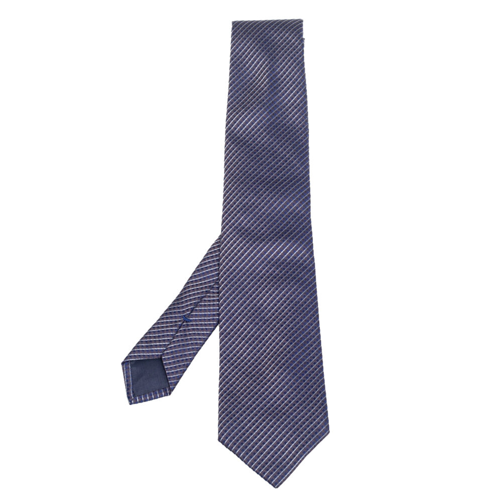 Boss By Hugo Boss Navy Blue Striped Silk Narrow Tie Boss By Hugo Boss Navy Blue Striped Silk Narrow Tie