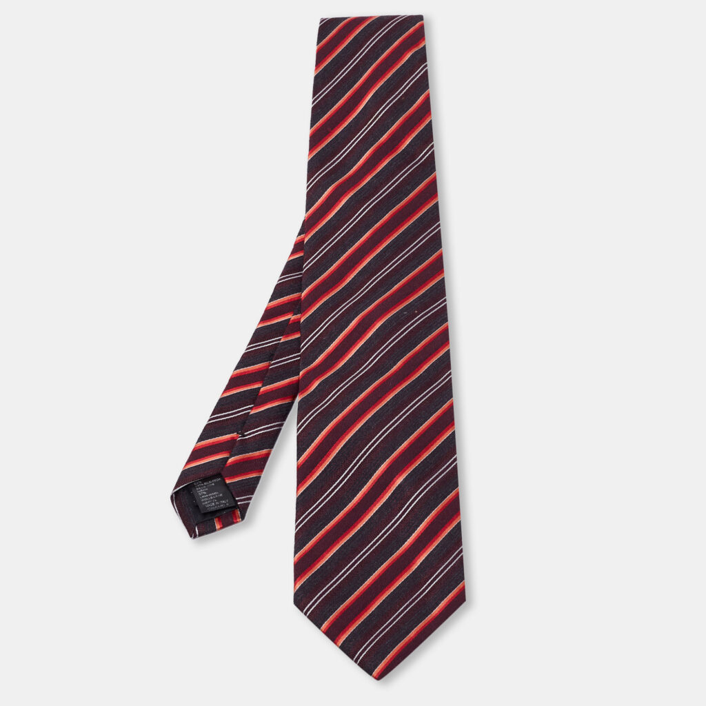 Boss By Hugo Boss Multicolor Striped Silk Wool Tie