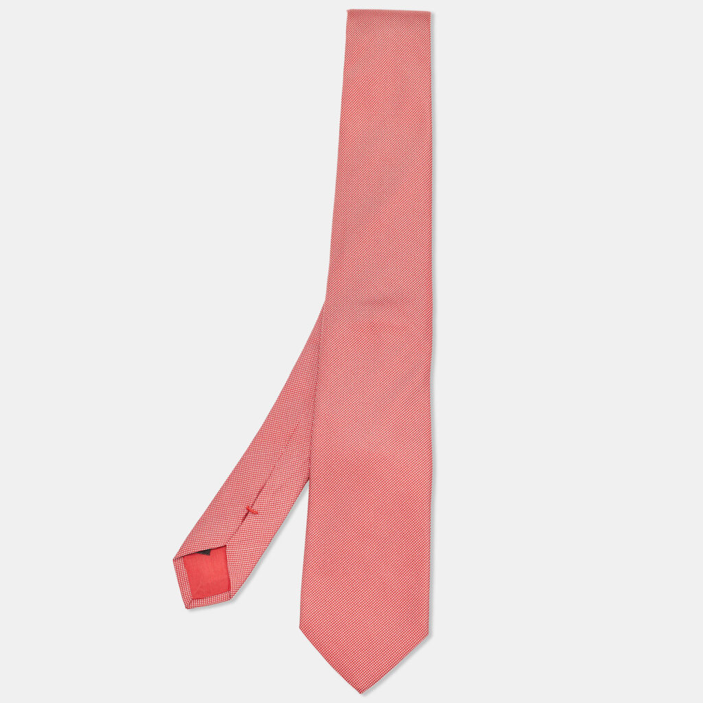 Boss By Hugo Boss Red/ White Checked Silk Tie Boss By Hugo Boss Red/ White Checked Silk Tie