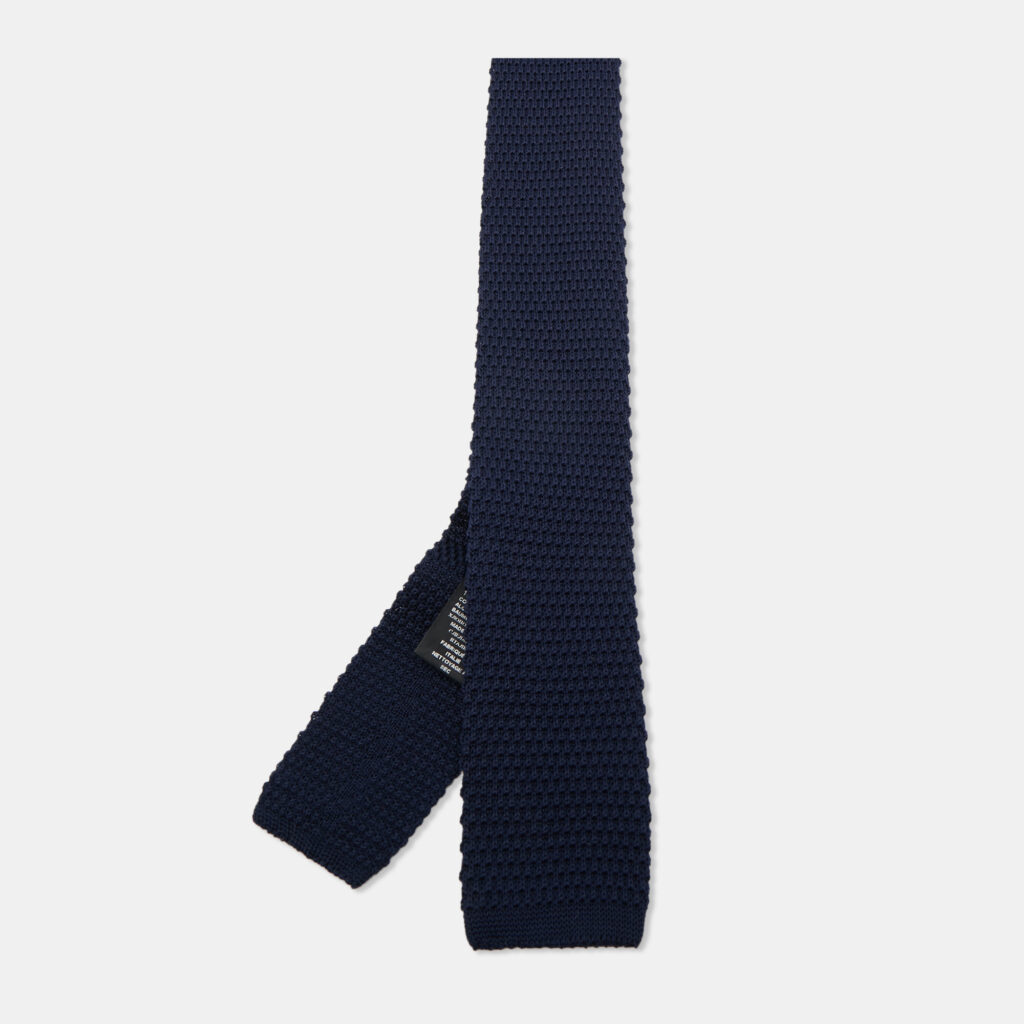 Boss By Hugo Boss Navy Blue Cotton Knit Slim Tie Boss By Hugo Boss Navy Blue Cotton Knit Slim Tie