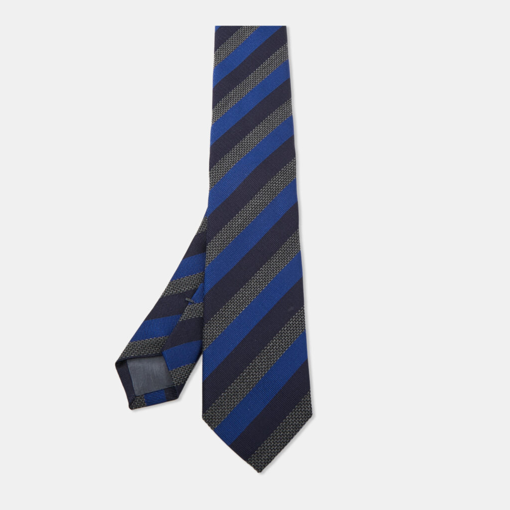Boss By Hugo Boss Blue Diagonal Striped Silk & Wool Slim Tie Boss By Hugo Boss Blue Diagonal Striped Silk & Wool Slim Tie