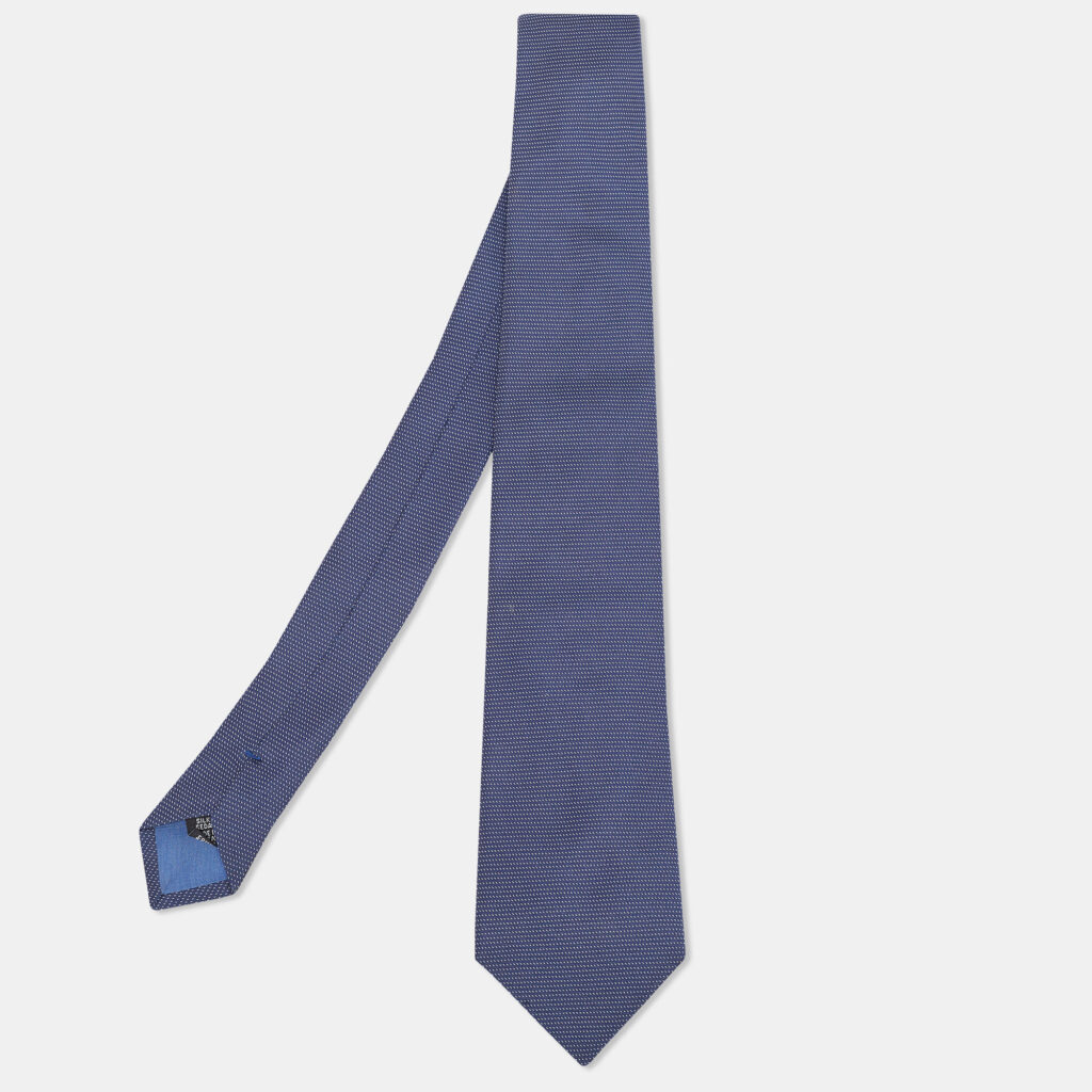 Boss By Hugo Boss Navy Blue Patterned Silk Tie