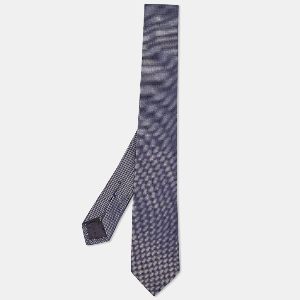 Boss By Hugo Boss Navy Blue Patterned Silk Skinny Tie
