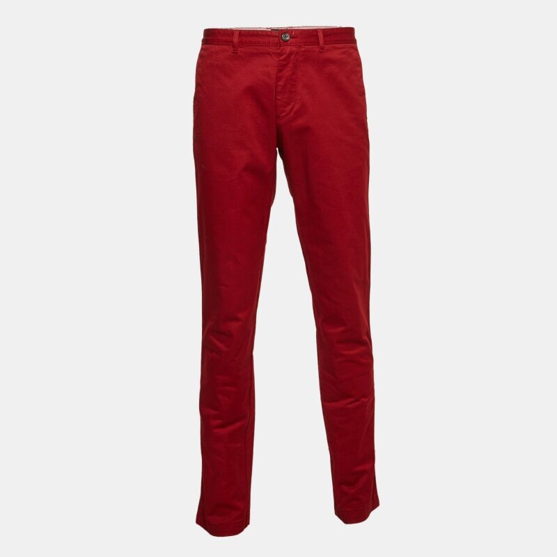 Boss By Hugo Boss Red Cotton Regular Trousers L Boss By Hugo Boss Red Cotton Regular Trousers L