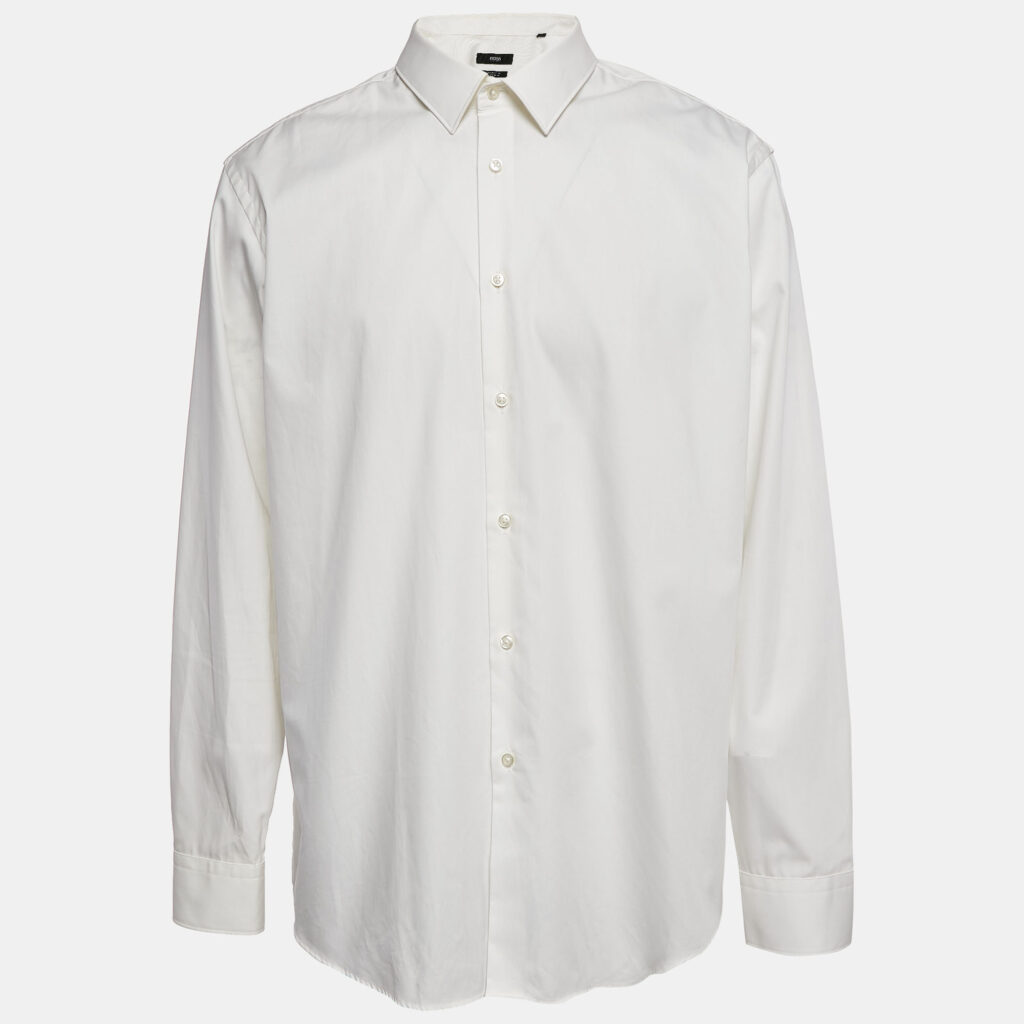 Boss By Hugo Boss Off-White Cotton Button Front Regular Fit Shirt S