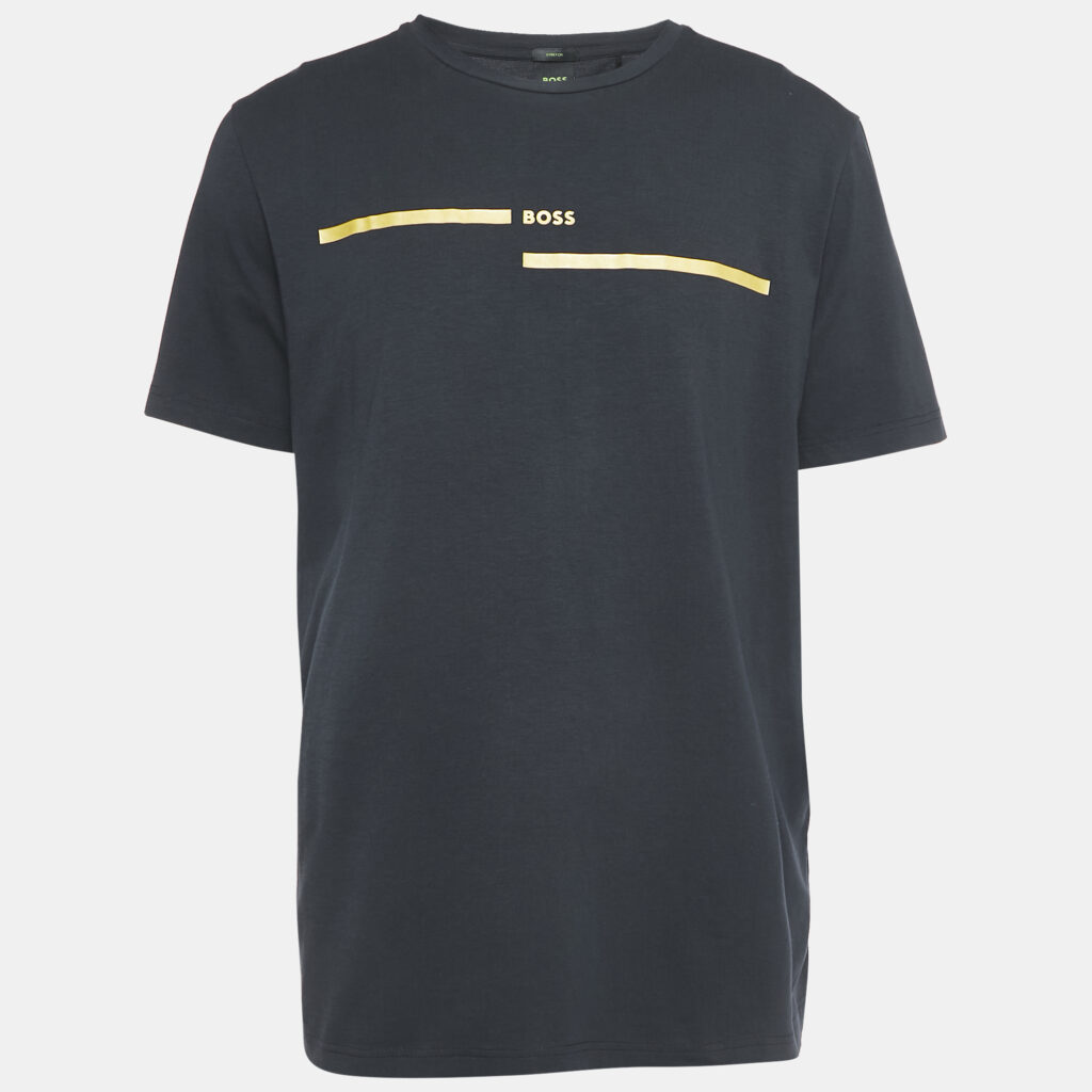 Boss By Hugo Boss Navy Blue Logo Print Round Neck Tee 4 T-Shirt XL Boss By Hugo Boss Navy Blue Logo Print Round Neck Tee 4 T-Shirt XL