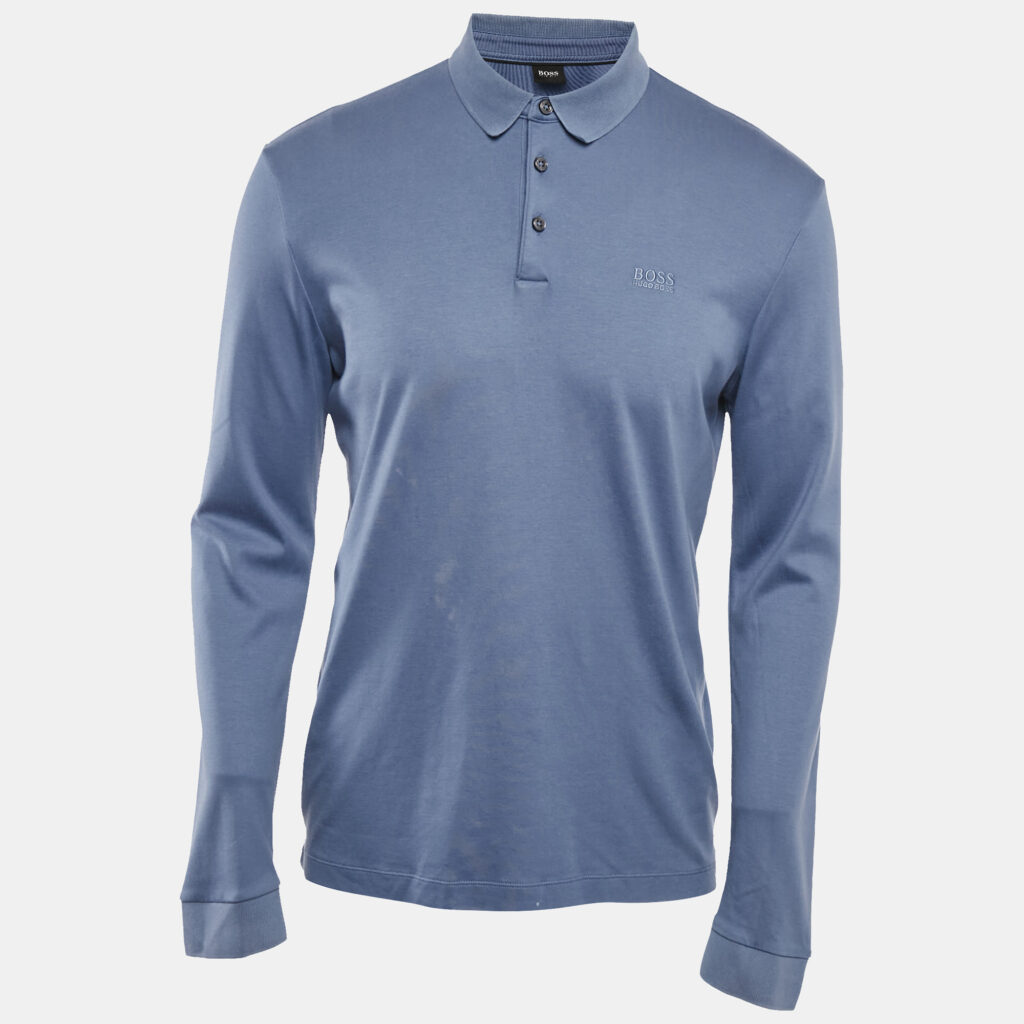Boss By Hugo Boss Blue Cotton Knit Polo T-Shirt M Boss By Hugo Boss Blue Cotton Knit Polo T-Shirt M