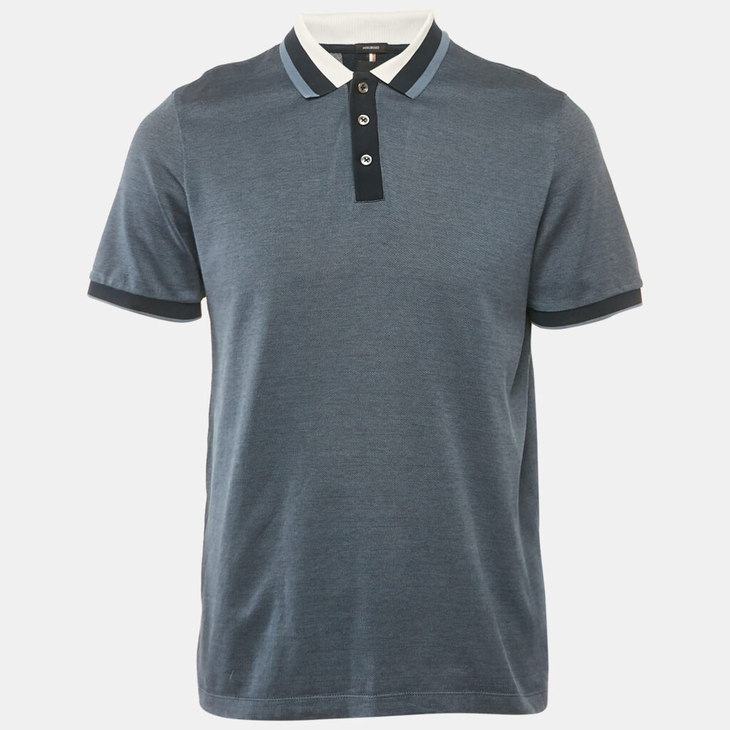 Boss By Hugo Boss Blue Cotton Polo T-Shirt M