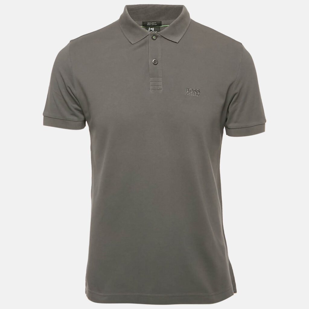 Boss By Hugo Boss Grey Pima Cotton Regular Fit Polo T-Shirt M