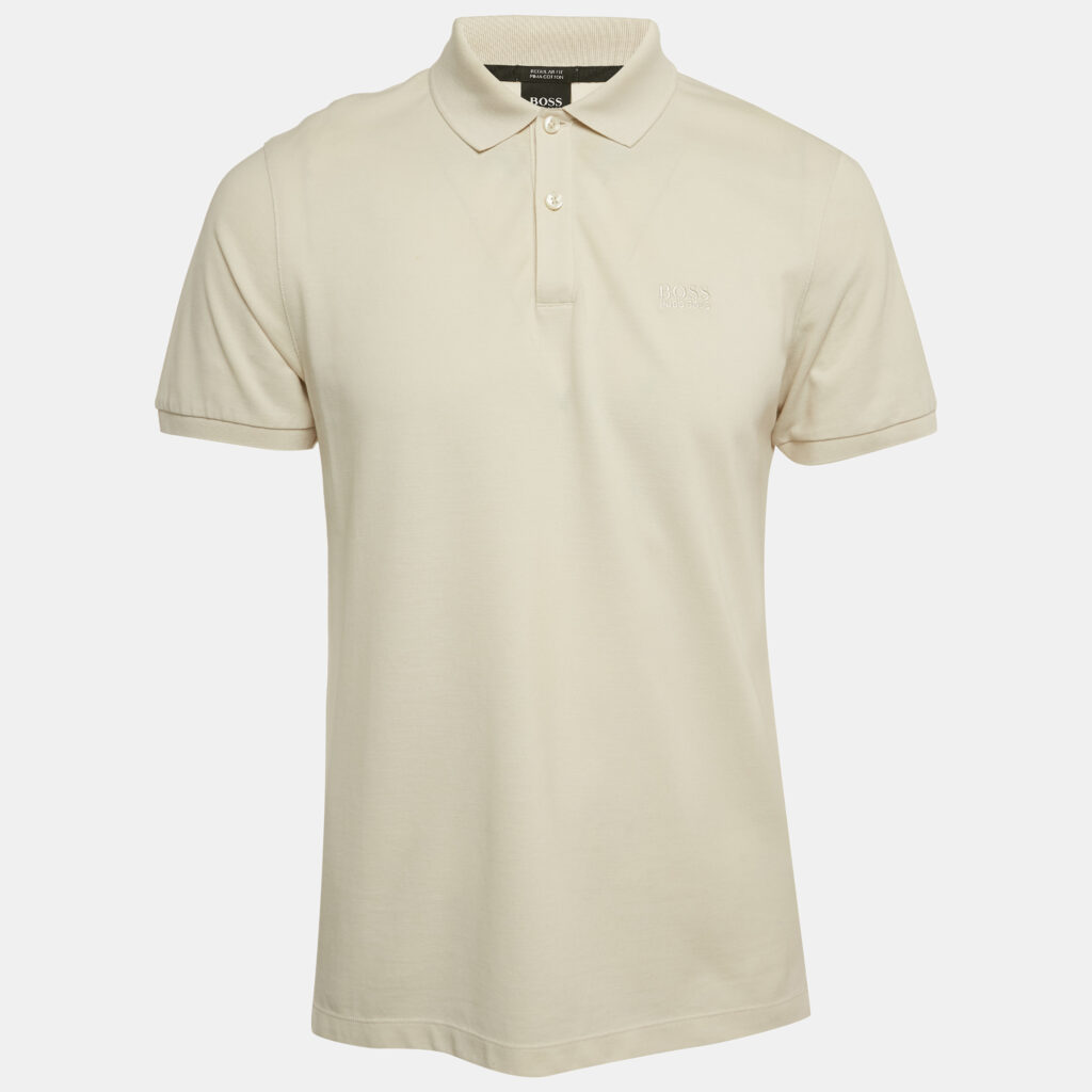 Boss by Hugo Boss Beige Pima Cotton Polo T-Shirt M Boss by Hugo Boss Beige Pima Cotton Polo T-Shirt M