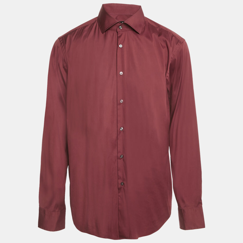 Boss By Hugo Boss Burgundy Cotton Regular Fit Shirt XXXL Boss By Hugo Boss Burgundy Cotton Regular Fit Shirt XXXL