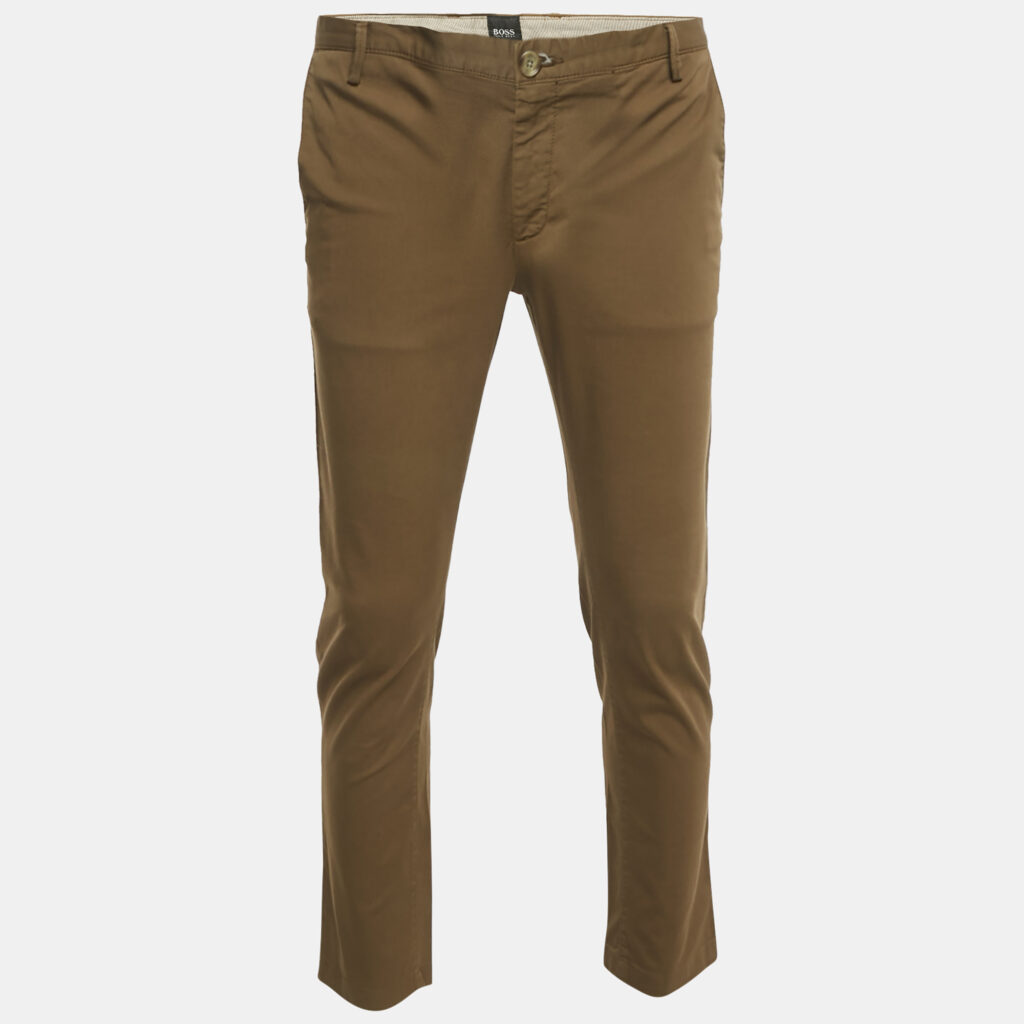 Boss By Hugo Boss Khaki Brown Cotton Stretch Fit Chinos S Boss By Hugo Boss Khaki Brown Cotton Stretch Fit Chinos S